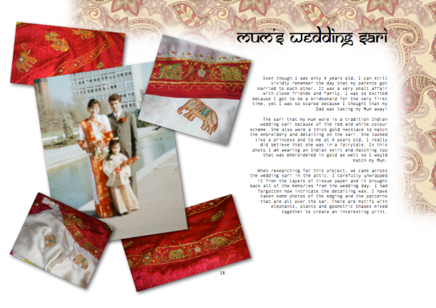 Inspiration from my Mum's wedding sari in the tradition colour palette of red and white. 